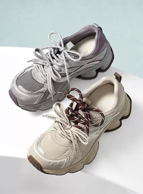 商场同款复古蒸汽波老爹鞋女2026春季新款厚底增高休闲鞋F1M1DA