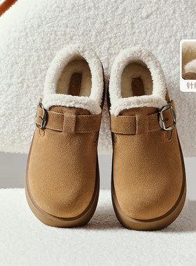 商场同款千层可颂复古勃肯棉鞋女冬加绒雪地靴厚底毛毛鞋B2924