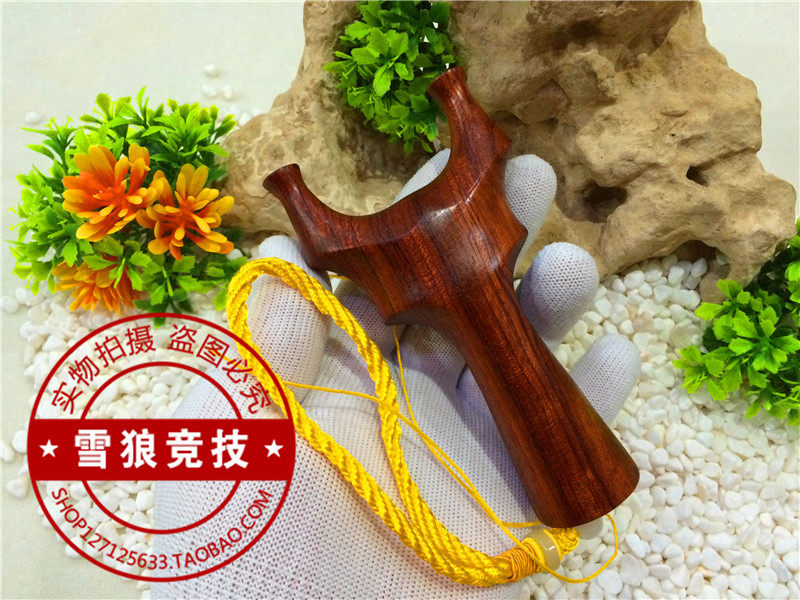 犀牛角小叶紫檀木扁皮反曲飞虎实木弹弓非免绑户外竞技锁喉木弓