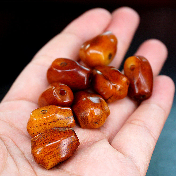 复古牦牛骨雕刻鲨鱼背三通佛头星月菩提子佛珠手链手串菩提配饰品