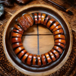 藏式牦牛骨算盘珠手串盘玩骨头藏族念珠大鹏鸟手链民族风文玩