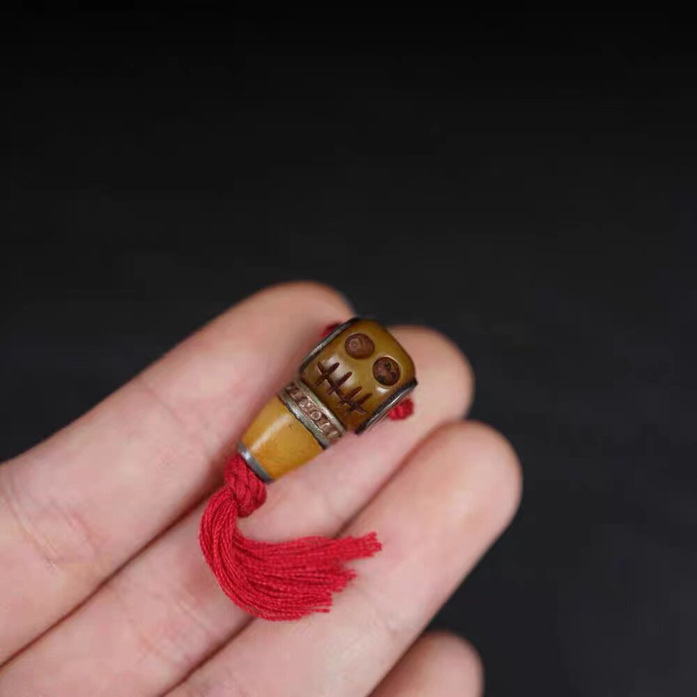 牦牛骨做旧雕刻阿呆喜主三通文玩配饰手串手链项链佛头DIY配饰