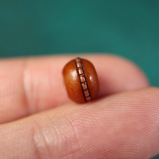 8mm手工嵌铜牛骨配珠藏式文玩佛珠手串diy牦牛骨药师珠散珠配饰