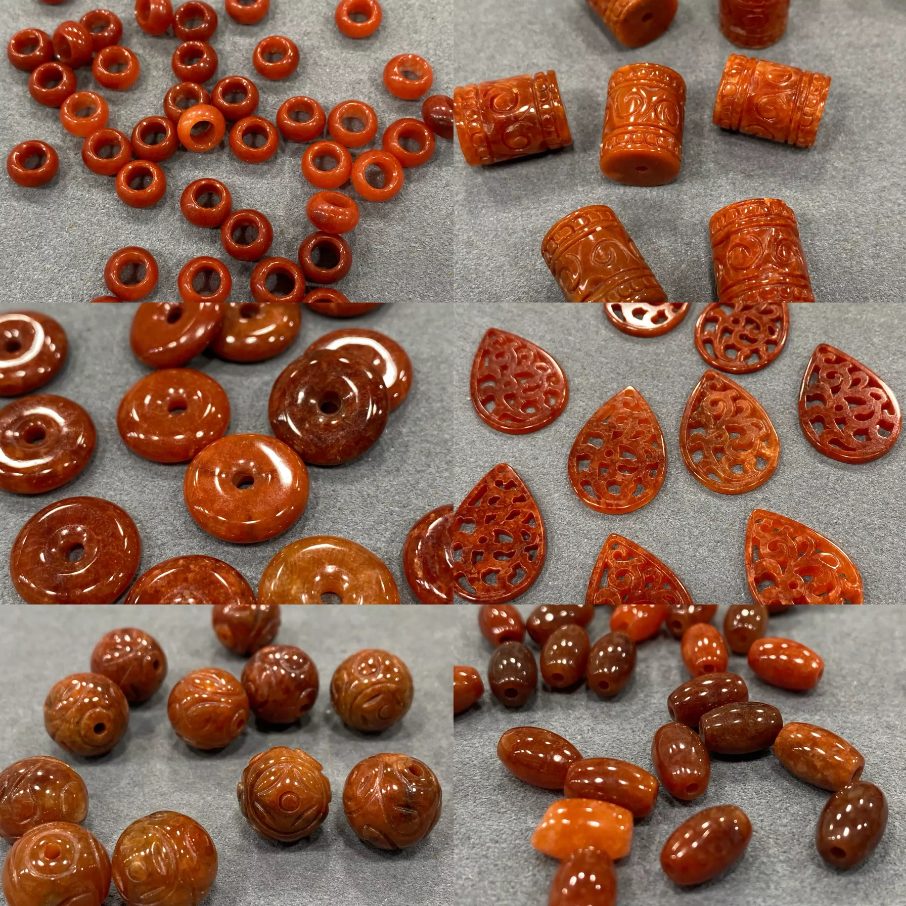 红翡翠回纹雕刻桶珠平安扣南瓜珠圆珠葫芦竹节手链项链diy配件tm