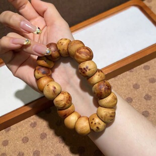 留疤崖柏大肠单圈手串可戴可盘手把件解压时尚文玩