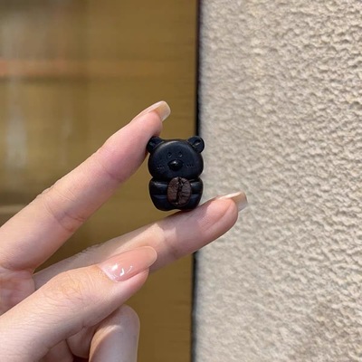 黑檀咖啡豆小熊diy配件手工编织手绳手链项链挂件手串文玩配饰品