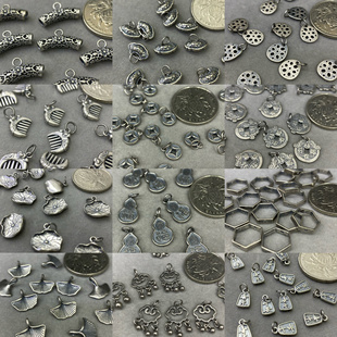 精工三七银三通弯管隔珠隔片花托配饰diy手链挂坠项链吊坠饰品YH