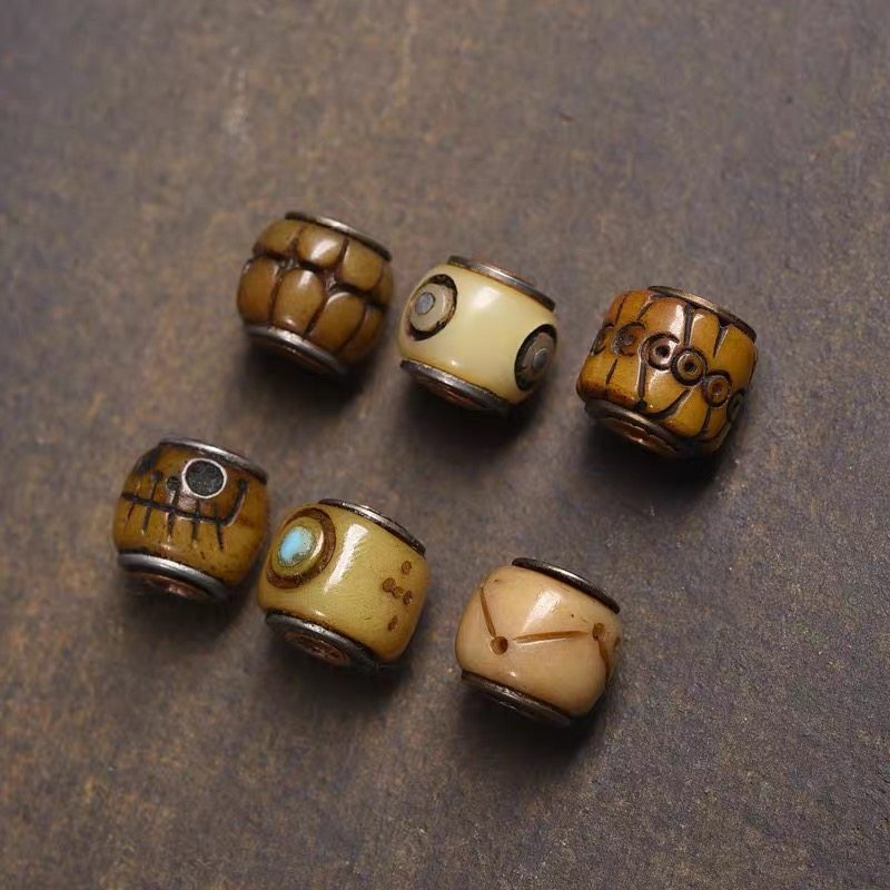 藏传牦牛骨雕刻桶珠老铜镶嵌孔道散珠DIY半成品腰珠顶珠佛珠饰品,饰品/流行首饰/时尚饰品新,其他DIY饰品配件,淘宝优惠券,粉丝福利购,淘宝优惠卷