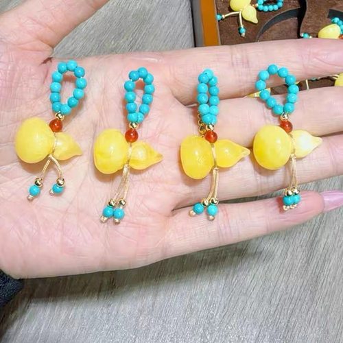 蜜蜡流苏跑环小滴溜diy配件手工编绳手链吊坠挂件手串文玩配饰