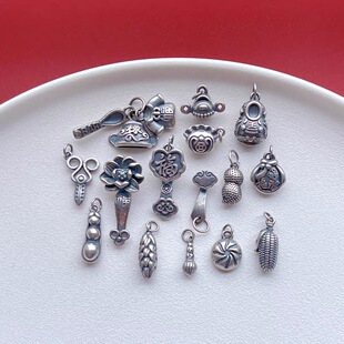 老银配饰吉祥三宝衣食无忧如意状元帽龙凤衣虎头鞋吊坠diy三七银