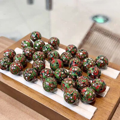 绿肥红瘦16mm左右镙钿大漆珠配件配饰散珠子 diy手链项链大漆珠