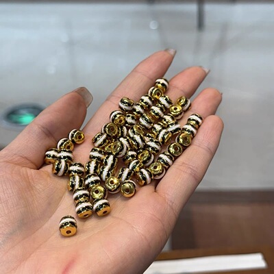 纯铜滴油黑白虎牙diy配件手工编织手绳项链文玩佛珠挂件手串配饰