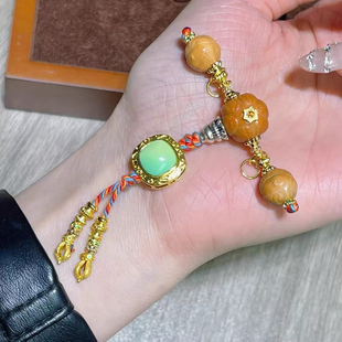 新款原创猴头凤眼三通套装搭配菱镁矿南红沙金高端文玩佛珠配饰