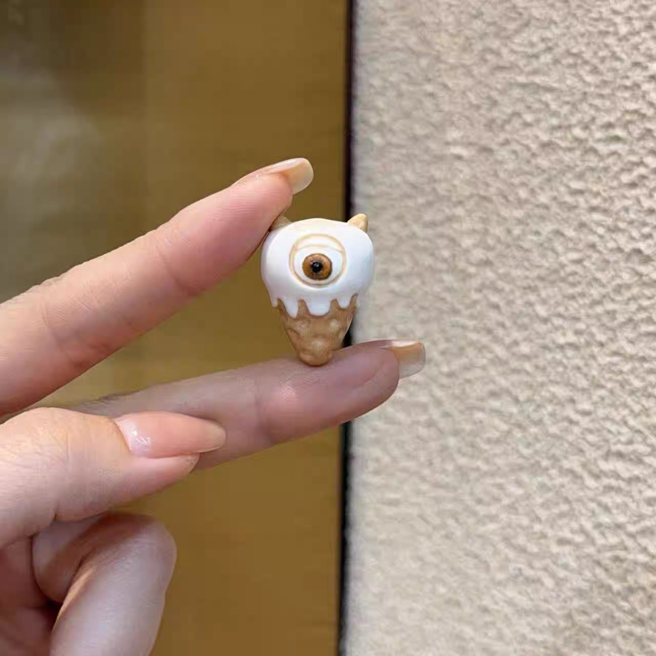 鹿角根付大眼怪冰淇凌diy配件手工编织手绳项链文玩佛珠手串配饰