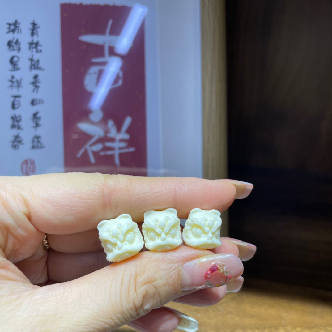 象牙果通孔醒狮diy配件手工编织手绳项链文玩佛珠配饰佛珠手串珠