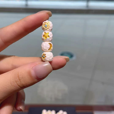 精工驼骨描金日月星辰套装驼骨无相陨石珠隔珠文玩配饰隔珠散珠