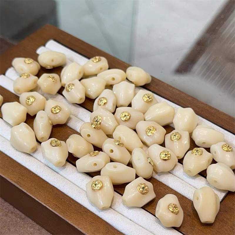 精工驼骨镶标鲨鱼背三通diy配件文玩佛珠手串时尚配饰隔珠串珠