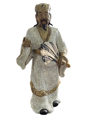 石湾公仔经典传统陶瓷艺术诸葛亮人物非遗手工送人居家摆件玄关