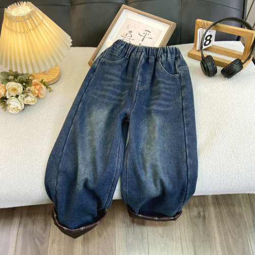 特价 断码 清仓女宝秋冬季新款加绒牛仔裤