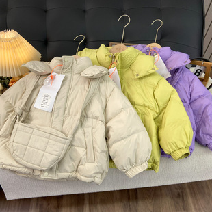 海洋家特价童装 男女童冬款羽绒服儿童纯色保暖羽绒上衣中大童袄