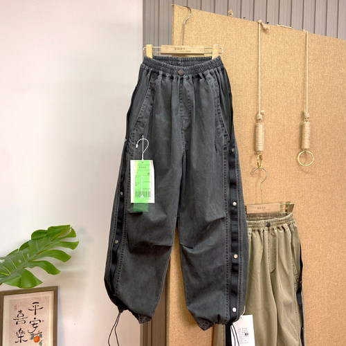 海洋家特价童装 男女童潮款牛仔裤中大童宽松版休闲裤儿童工装裤