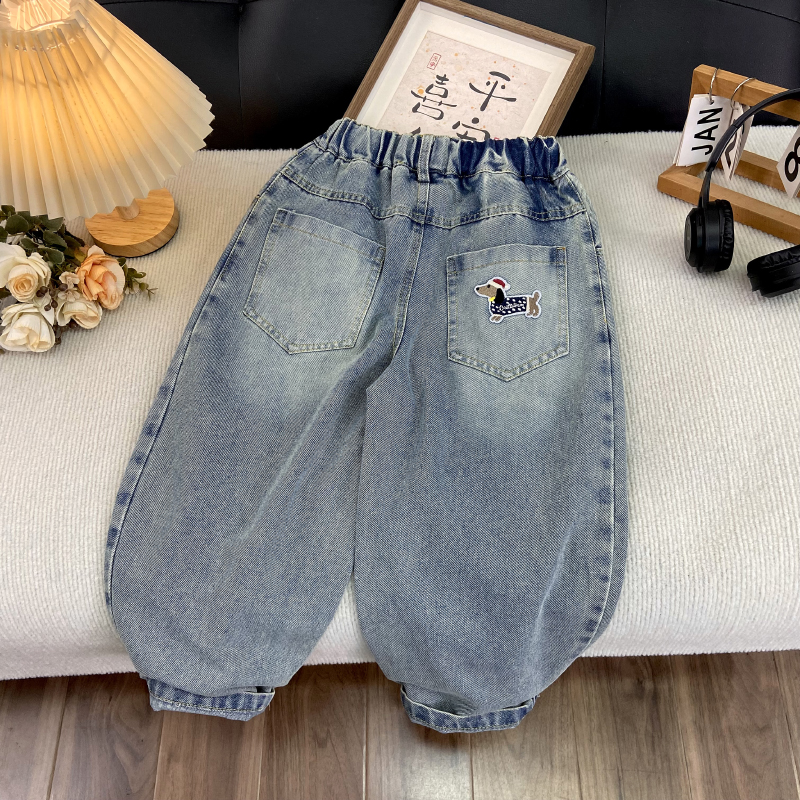 海洋家特价童装 男女童中大童新款牛仔裤 儿童秋款休闲裤子长裤
