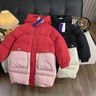 海洋家特价童装男女童潮款羽绒服中大童加厚拼接冬款羽绒袄中长款