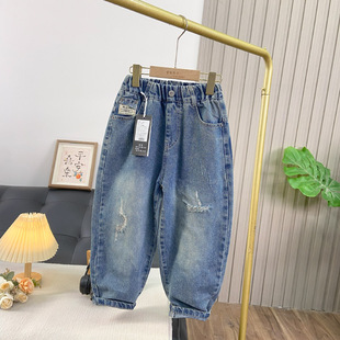 海洋家特价童装  男女童秋季新款牛仔裤中大童牛仔长裤儿童单裤