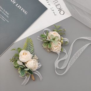 高级感原创森系新郎新娘胸花婚礼襟花手腕花结婚花朵伴娘手花2025