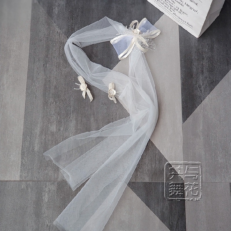 韩式造型仙美简约水晶蝴蝶结发夹新娘发带头纱结婚纱配饰品套装