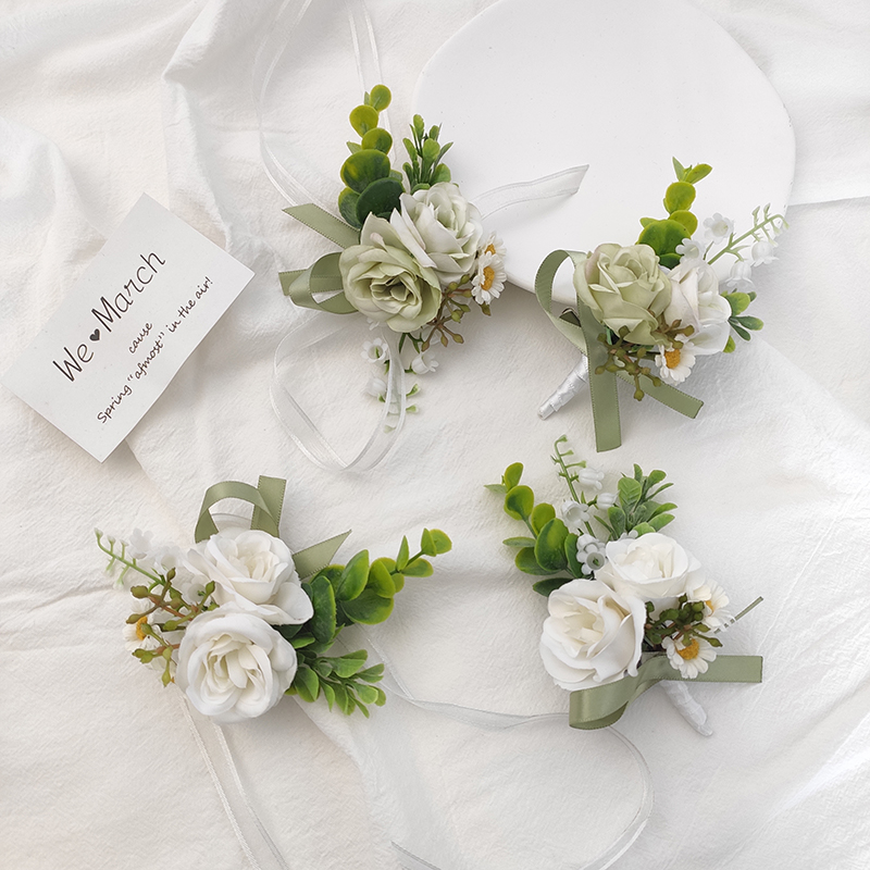 结婚礼新娘伴娘胸花手腕花绿色