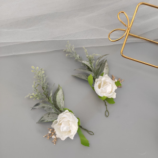 森系仿真花发夹甜美白色花朵头饰新娘结婚配饰表演出造型发饰装 饰