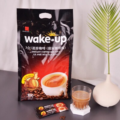 wakeup威拿 越南进口猫屎咖啡味速溶丝滑浓郁三合一袋装100条