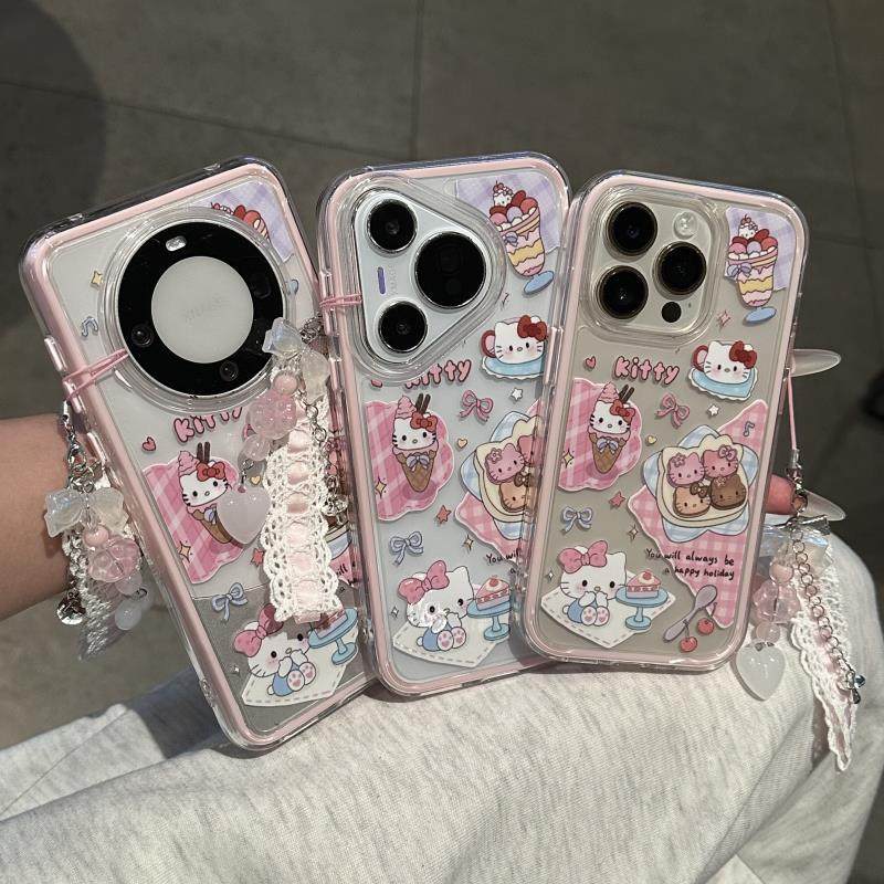 甜品Kitty主题适用苹果16promax手机壳iphone14华为mate60pro链条Pura70荣耀400女reno14保护套vivos30小米15