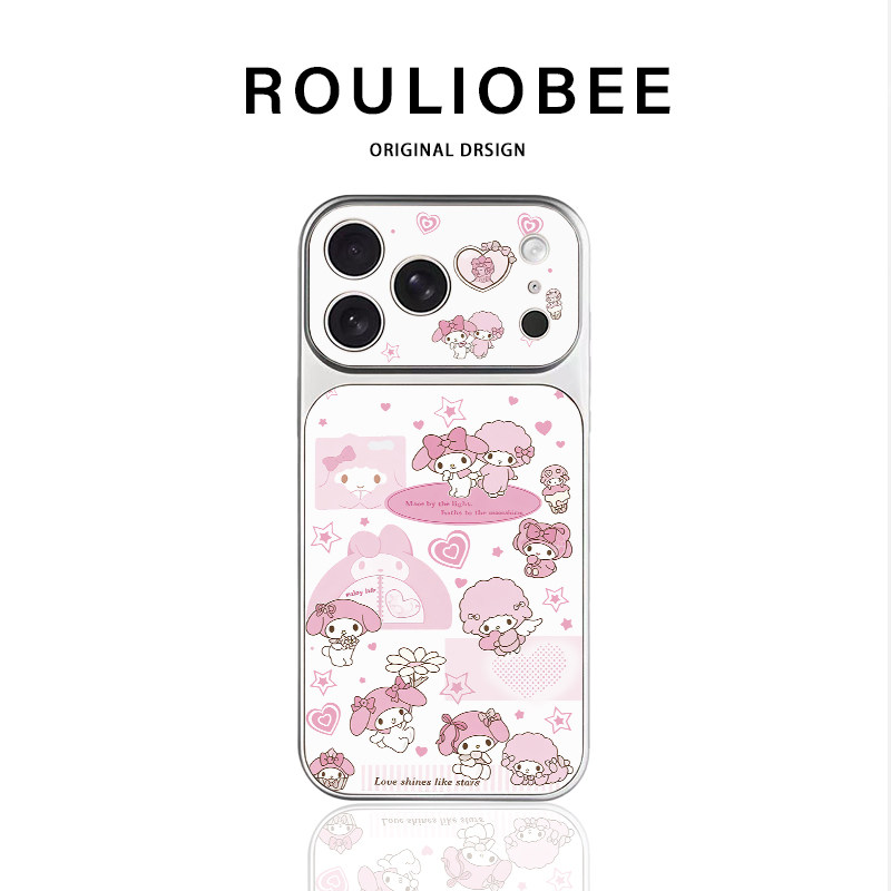美乐蒂绵羊适用苹果17/16promax手机壳华为Mate80pro电镀Pura90荣耀600全包OPPOReno16防摔VIVOX300软小米17