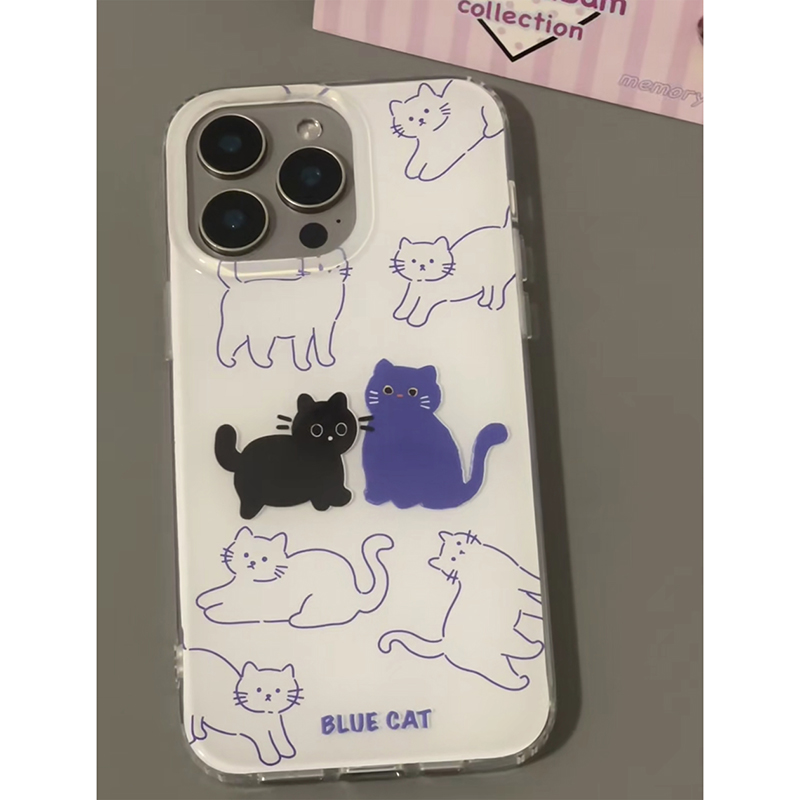 小众小猫咪适用苹果16promax手机壳iphone14PRO华为mate60pro大孔Pura70荣耀300女reno13保护套vivos20小米15