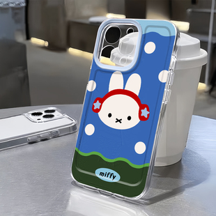 耳机米菲兔适用苹果17/16promax手机壳iPhone14华为mate60pro透明Pura70荣耀300女reno13保护套vivos20小米15