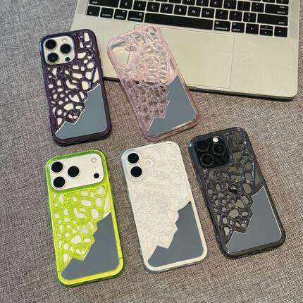 镂空散热手机壳适用苹果17promax镜面iPhone16简约15pro创意14plus个性13小众12防摔11硅胶16pro保护套17Air