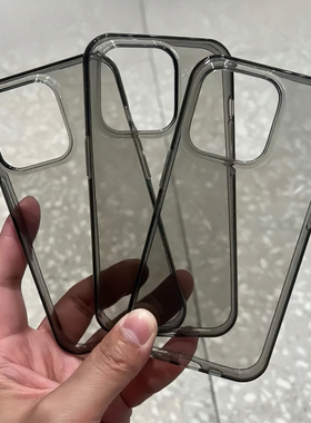 不发黄手感好高级墨水黑灰色透明适用iPhone15pro手机壳苹果14PROMAX硅胶13软壳12大孔11防摔14plus保护套15