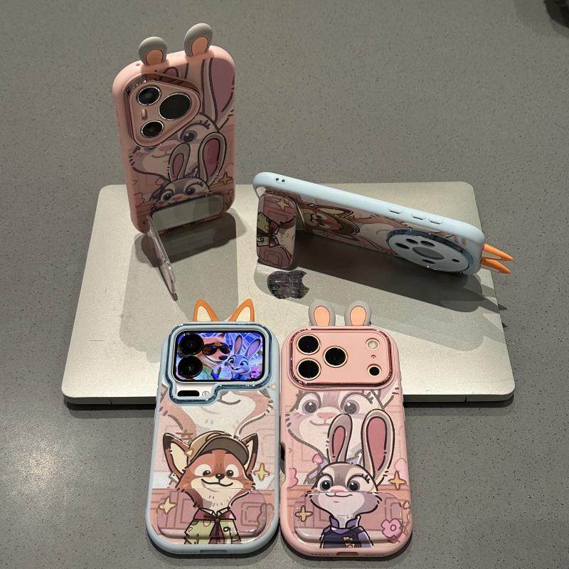 朱迪尼克耳朵支架适用苹果17手机壳iPhone16pro新款华为mate70创意pura80卡通Reno14情侣vivos30软小米17防摔