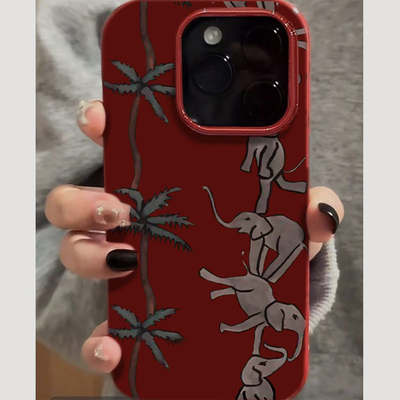 椰树小象比高适用苹果16promax手机壳iPhone17pro红色ip15pro新年14女13卡通xsmax新款12防摔11硅胶xr保护套