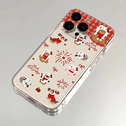 新年烟花动物适用iphone15手机壳苹果16promax保护套华为Pura70透明vivox100小米14防摔oppo红米k70软荣耀200