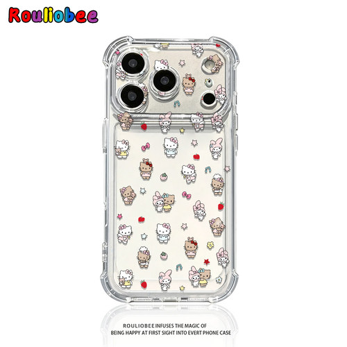 猫咪美乐蒂适用苹果17/16promax手机壳华为mate80pro透明Pura90荣耀600女OPPOReno15保护套VIVOX300软小米17