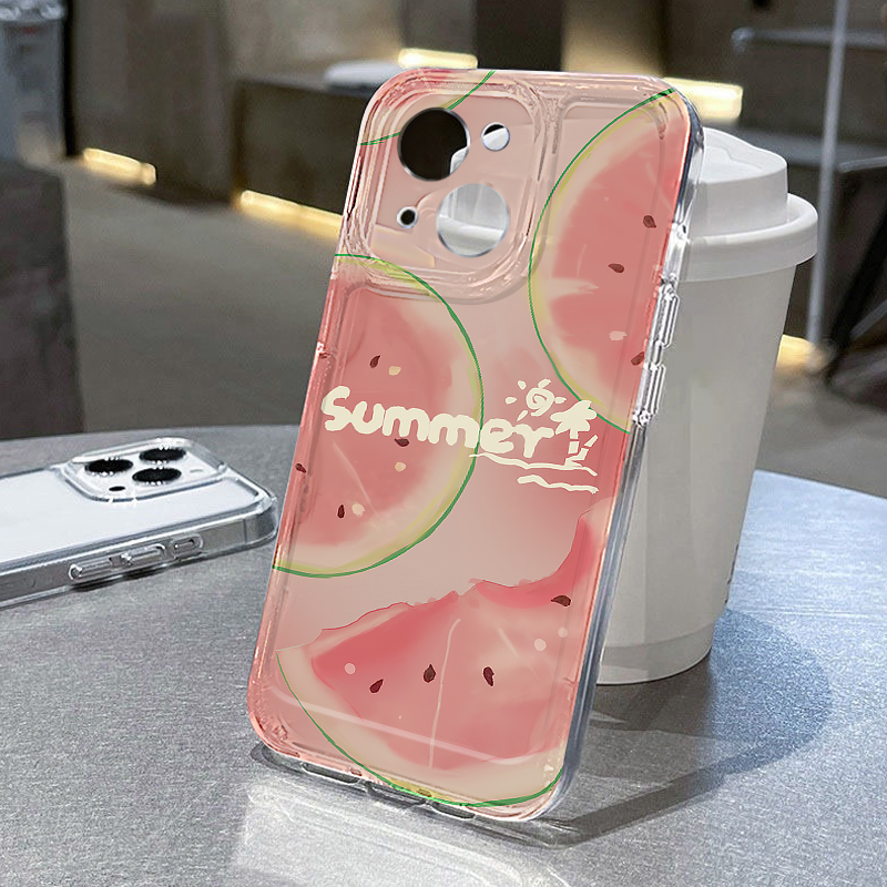 夏天粉嫩西瓜适用苹果16promax手机壳iphone14华为mate60pro透明Pura70荣耀300女reno13保护套vivos20小米15