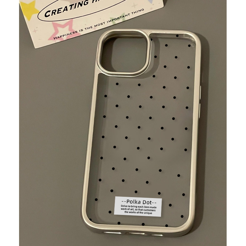 ins日韩简约黑色波点适用iPhone15promax手机壳苹果14pro新款11电镀13pro防摔15透明14高级女12pm全包小众