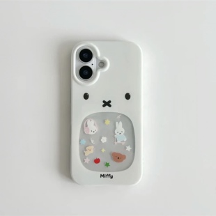 ins耳机米菲兔适用苹果17promax手机壳iphone14华为mate60pro透明Pura70荣耀300女reno13保护套vivos20小米15