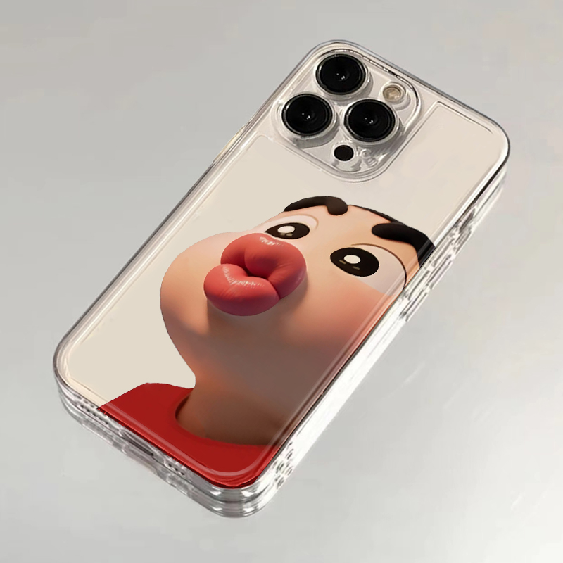 嘟嘴蜡笔小新适用苹果16promax手机壳iphone14华为mate60pro透明Pura70荣耀300女reno13保护套vivox200小米15