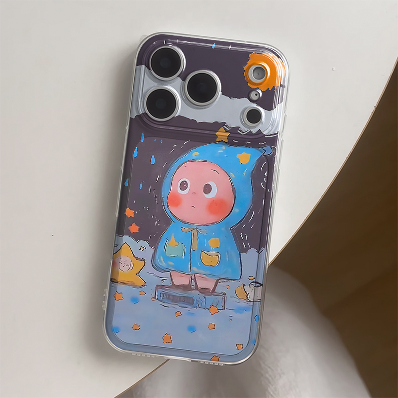 下雨星星人适用苹果17/16promax手机壳iPhone15华为mate60pro透明Pura70荣耀300女reno13保护套vivos20小米17
