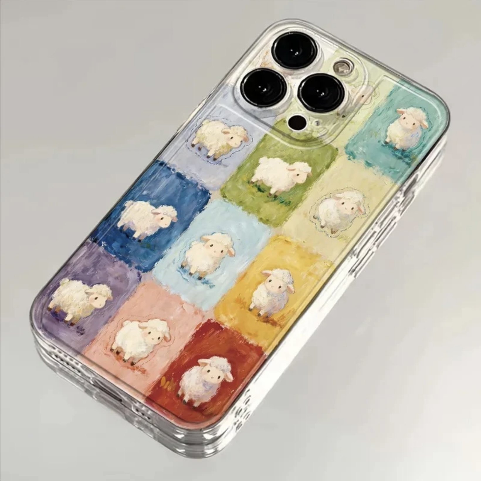 油画小羊适用苹果17/16promax手机壳iPhone15华为mate60pro透明Pura70荣耀300女reno13保护套vivos20软小米17