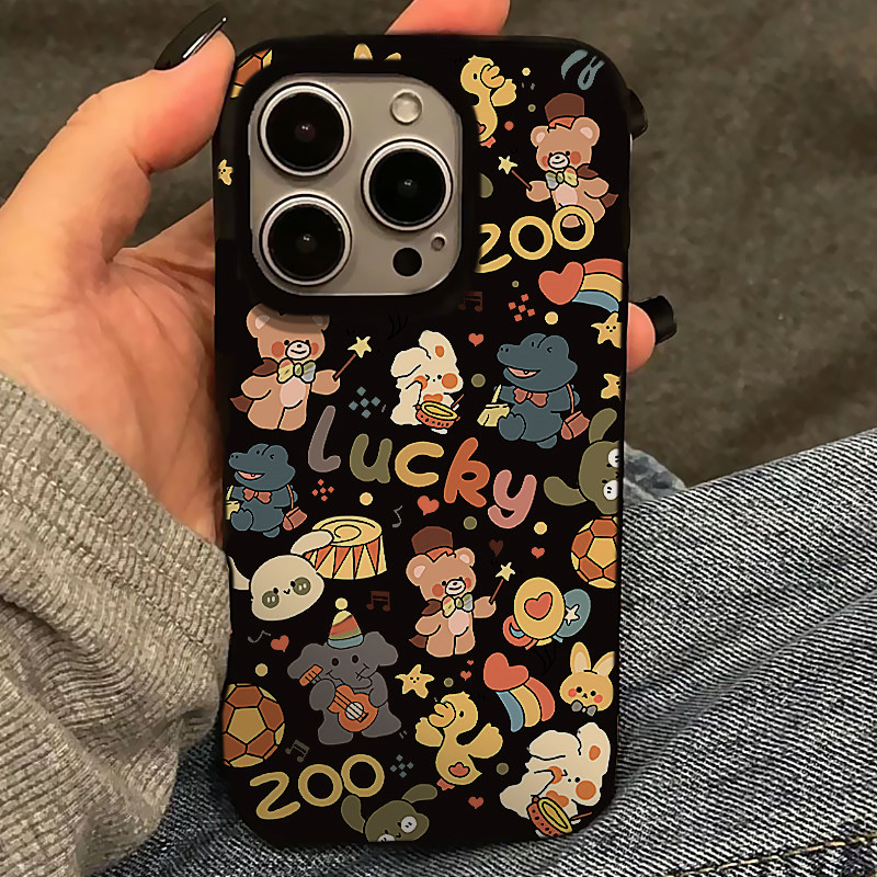 满屏动物适用苹果15手机壳iPhone16promax新款14pro大孔16果冻壳13卡通11小众12硅胶xr防摔xs保护套软7/8plus